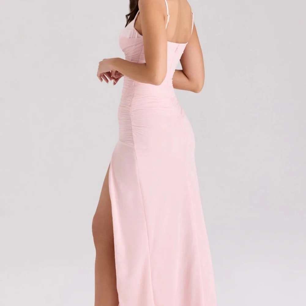 Elegant Pink Evening Dress house of cb lini pink bustier corset slit long xs - Picture 2 of 6
